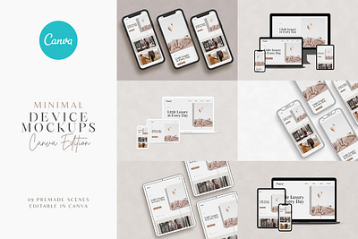 CANVA Minimal Device Mockups canva minimal device mockups canva mock elegant mockup imac mockup ipad pro iphone canva iphone mockup macbook mockup mobile mock up mockup bundle presntation responsive mockup showcase