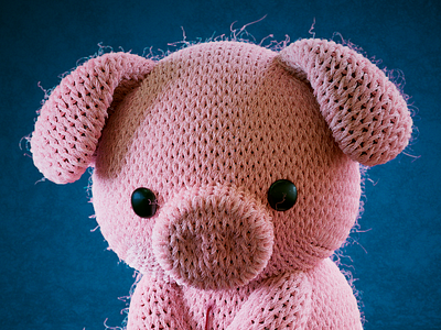 Piggy the knitted toy 3d design houdini mood redshift render toy