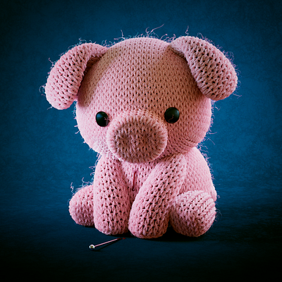 Piggy the knitted toy 3d design houdini mood redshift render toy