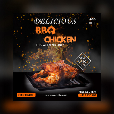 BBQ CHICKEN-Social Media Post\Ad Design banner design bbq ad design creative design facebook post food social media post graphic design instagram post print product design social media ad design social media post design template