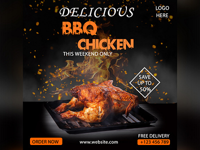 BBQ CHICKEN-Social Media Post\Ad Design banner design bbq ad design creative design facebook post food social media post graphic design instagram post print product design social media ad design social media post design template