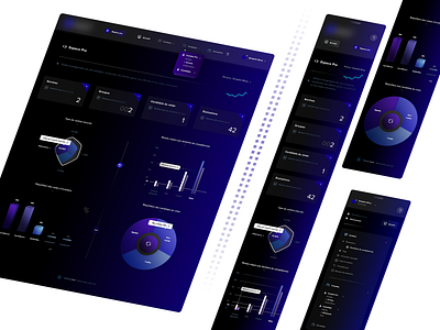 Responsive Dark Dashboard brand branding dark ui ux downdown menu graphic design histogram chart hr divider icons print design icons print designer illustrator ai menu navigatiuon pie chart professional space responsive dark dashboard saas b2b space statistics graphics curves typo typography ui ux designer web desktop design