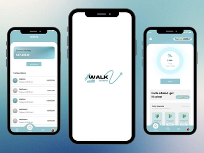 Walk Step app graphic design ui ux