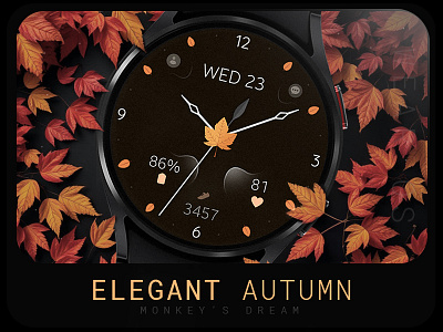 Elegant autumn watch face autumn black clock date design elegant fall graphic design illustration orange samsung simple smartwatch technology time ui ux watch watch face watchface