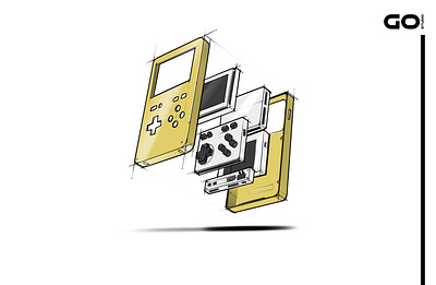 Gameboy product design 3d modeling 3d rendering 3d sketch floating sketch gameboy product product design sketch sketch design