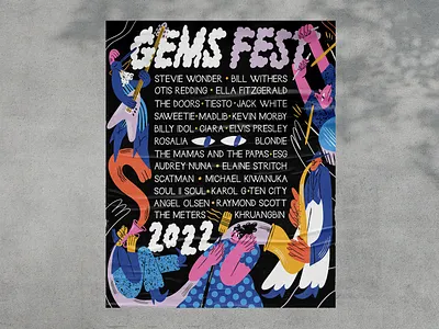 Gems Fest 2022 festival graphic design illustration poster