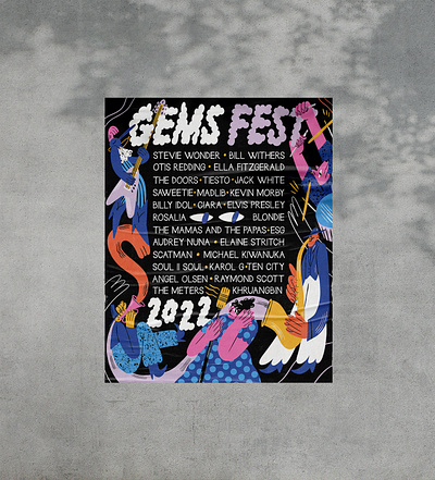 Gems Fest 2022 festival graphic design illustration poster