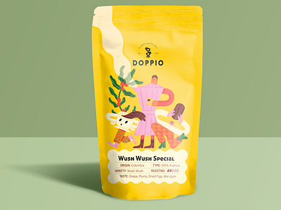 Wush Wush Coffee branding coffee design graphic design illustration packaging