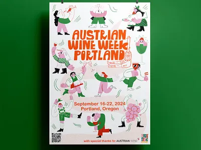Austrian Wine Week Portland character design design graphic design illustration logo poster