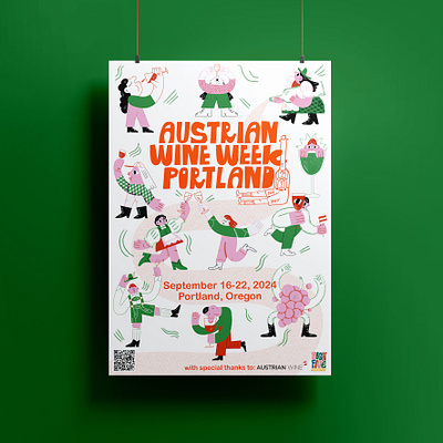 Austrian Wine Week Portland character design design graphic design illustration logo poster