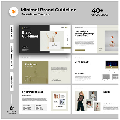 Minimal Brand Guideline Presentation Template brand book brand guideline branding branding book business clean creative graphic design guideline illustration keynote logo logo template minimal minimalist mockup presentation template ui ui8