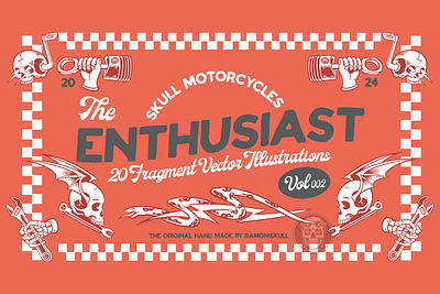 THE SKULL MOTORCYCLES ENTHUSIAST branding design graphic design illustration logo typography vector