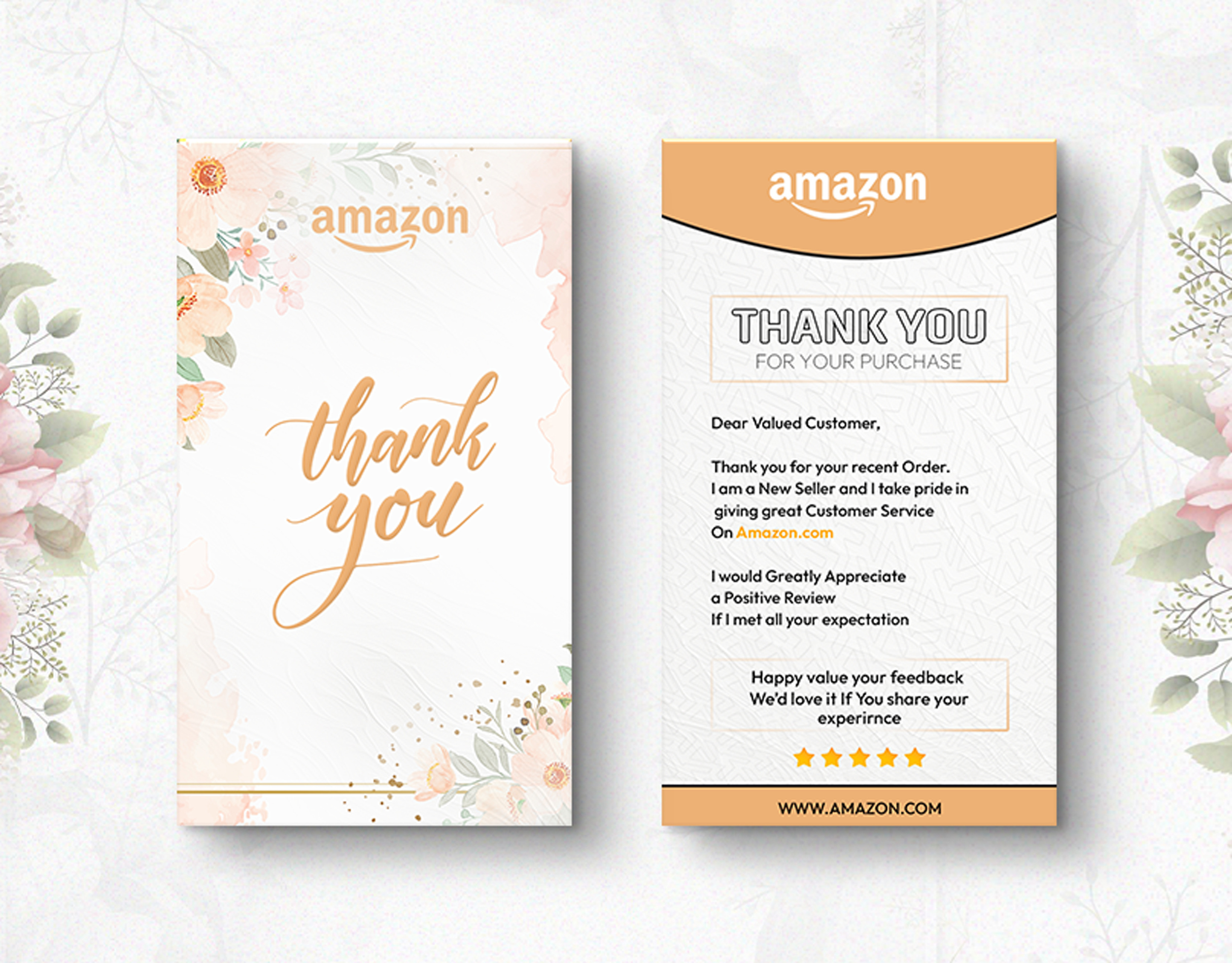 Amazon products Insert Card / Thank You Card amazon product insert amazon thank you card branding gift card package insert product insert card review card design review card template thank you card