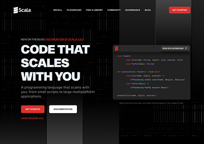 Scala Home Page Redesign code design futuristic hero homepage landing page language minimal programming technology ui ui design ux design web app web design web page