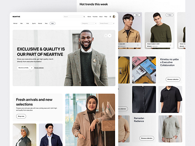 Neartive.id - Redesign new landing page branding catalog design e commerce executive fashion jackets landingpage shirt store tshirt typography ui ux wear website