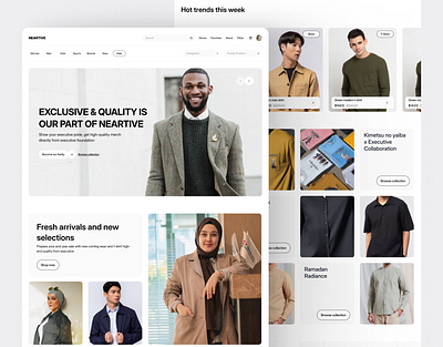 Neartive.id - Redesign new landing page branding catalog design e commerce executive fashion jackets landingpage shirt store tshirt typography ui ux wear website