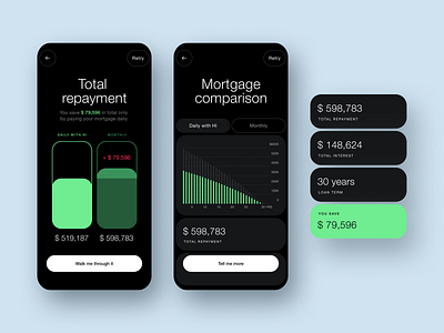 HiAsia — Total Repayment & Mortgage Comparison app budget cash comparison design fintech info infographics mobile money mortgage pay payment product design repayment ui ux