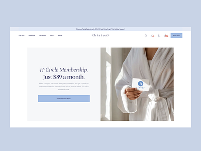 Hiatus — Membership banner column cta design desktop grid health healthcare join layout medspa membership product design spa square ui ux web website wellbeing