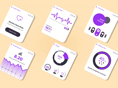 Fitness App UI for Smart Watch animation figma fitnessapp illustrator premierepro sketch smartwatch transition ui uidesigner uiux uiuxdesigner uxdesigner video wireframe