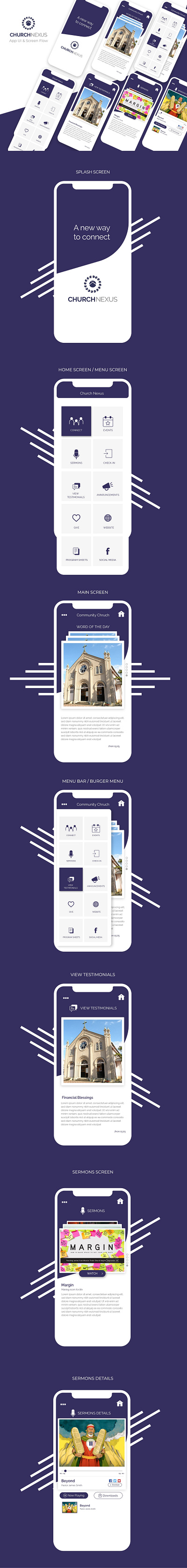 Church Nexus App UI and UX animation app branding design design ui graphic design illustration logo minimal motion graphics typography ui ux vector