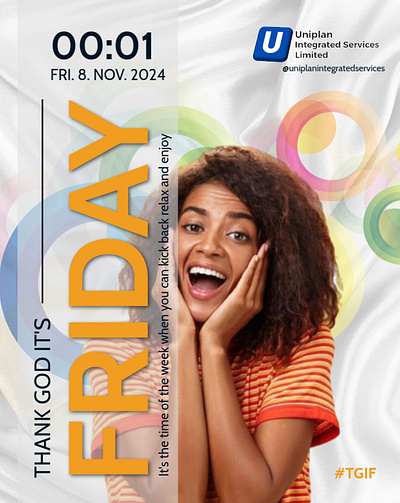 TGIF promotional flyer friday graphic design joyful socials tgif