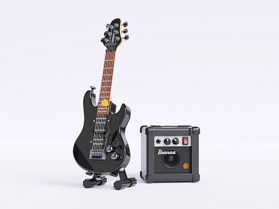 Yamaha 3d amp black blender cartoon concept cycles design guitar little music noise rock sound string stylish substance texture toon world