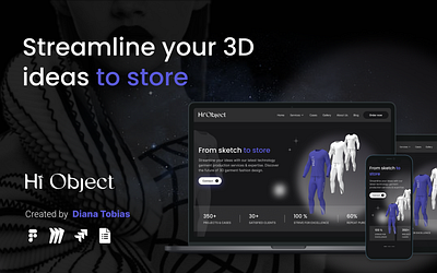 Landing Page - Hi Object - 3D Clothes Service 3d 3d clothes 3d garment design figma landing portfolio shopping ui uiux user experience ux web web project website