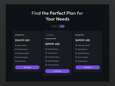 Pricing Plan design ui visual design web desing