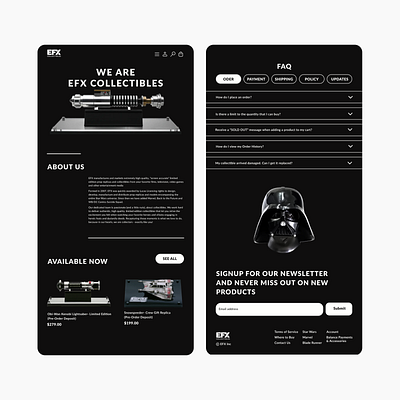 EFX Collectibles Landing page redesign design landpage starwars ui ui design user interface webdesign