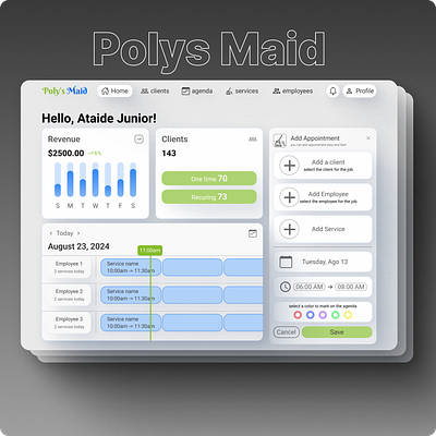 Polys Maid - Gestão de equipe e agenda SaaS dashboard graphic interface saas ui ux web design