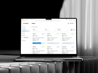 List of spaces | Dashboard card view cards dashboard design filters interface search ui ux web design