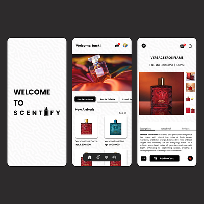 Scentify (Fragrance Store App) - UI Explorations Project app fragrance men modern perfume scent simple store versace