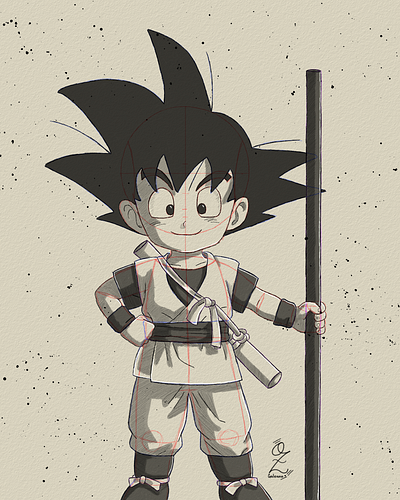 Goku Daima Drawing Sketch Study by Oz Galeano anime art arte boceto daima design dibujo digitalart dragon ball drawing fanart goku illustration manga ozgaleano sketch study