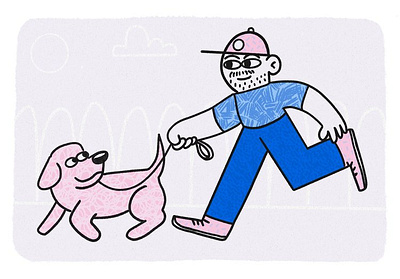 Dog Walker 2d character character design color dog dogs illustration limited color texture vector