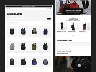 Nexura - Travel Gear Collection Page accessories adventure bags camping collection companion design e commerce ecommerce gear hiking landing page shop store travel traveler ui ux web web design