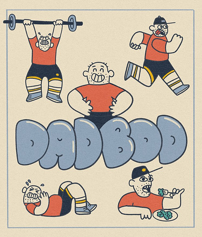 Dad Bod 2d cartoon character character design color color palette dad illustration limited color limited palette