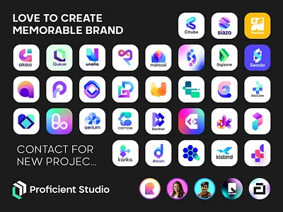 Proficient Studio Branding Team a b c d e f g h i j k l m n abstract logo app brand identity branding brandmark typography monogram colorful logo designer digital saas web3 fintech gradient logo icons letter logo logo designer logotype mark minimalist modern logo o p q r s t u v w x y z proficient studio software software tech technology unused logo for sale