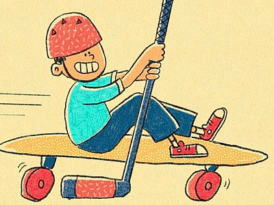 Sidewalk Surfer cartoon character character design fun illustration kid play skate skateboard