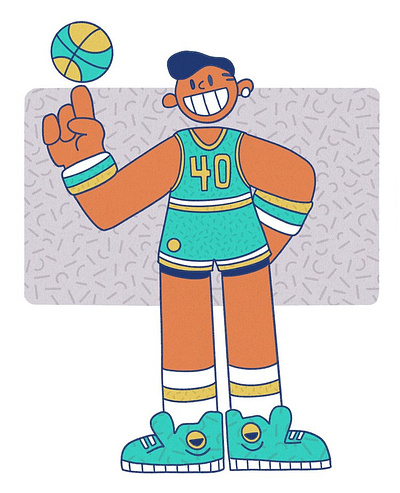 Reignman basketball cartoon character character design illustration nba shawn kemp sonics sports super sonics supersonics