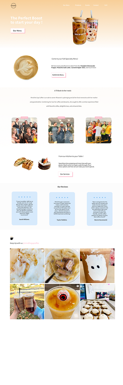 Mind The Gap Coffee Shop Website Redesign