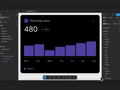 Made with Glow UI kit #10 — Flexible Side Panel component animation chart dark mode dark theme dashboard design system ui ui kit widget widgets