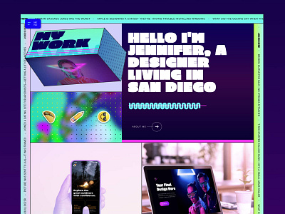 Funfolio 3d animation bright colors fun future futuristic neon portfolio ui website