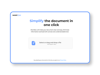 Shortdoc - web service for document reduction desctop doc document file ui ux web