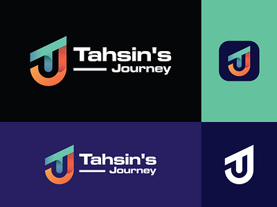 Tahsin's Journy logo design 3d abastract logo branding design graphic design icon illustration lettermark logo motion graphics tj ui ux vector wordmark