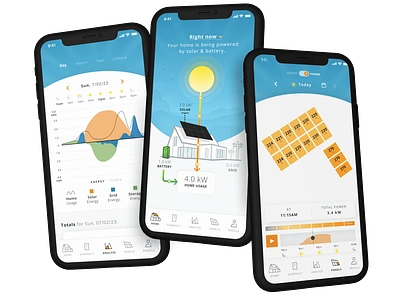 Solar Monitoring batteries battery home batteries home illustration home solar mobile app mobile application design mobile ui modern monitoring solar solar system sun