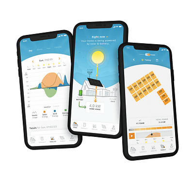 Solar Monitoring batteries battery home batteries home illustration home solar mobile app mobile application design mobile ui modern monitoring solar solar system sun