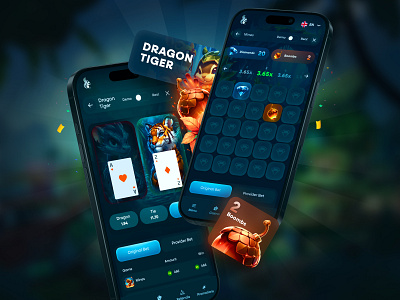 Mines & Dragon Tiger - Casino Games bet betting casino casino branding casino games crash crash game dragon tiger gambling illustration interface live bets mines mobile online bets online casino online slots original games poker game slots