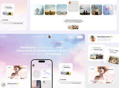 re.mental - Meditation Website diagnosis ehr health health care landing page meditation meditation platform mental mental health mental wellness mindfullness music meditation rehabilitation saas startup therapy treatment web design website design yoga