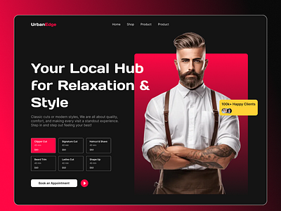 Barber shop Website Design barbershop business design fashion website figma grooming hair salon hairdresser salon style ui ui design uiux web design