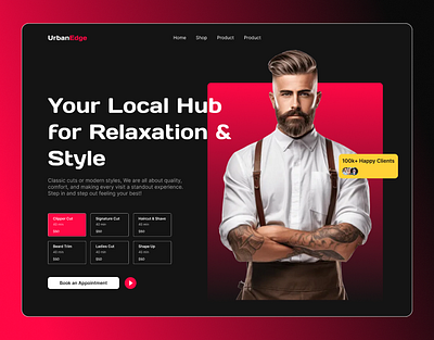 Barber shop Website Design barbershop business design fashion website figma grooming hair salon hairdresser salon style ui ui design uiux web design